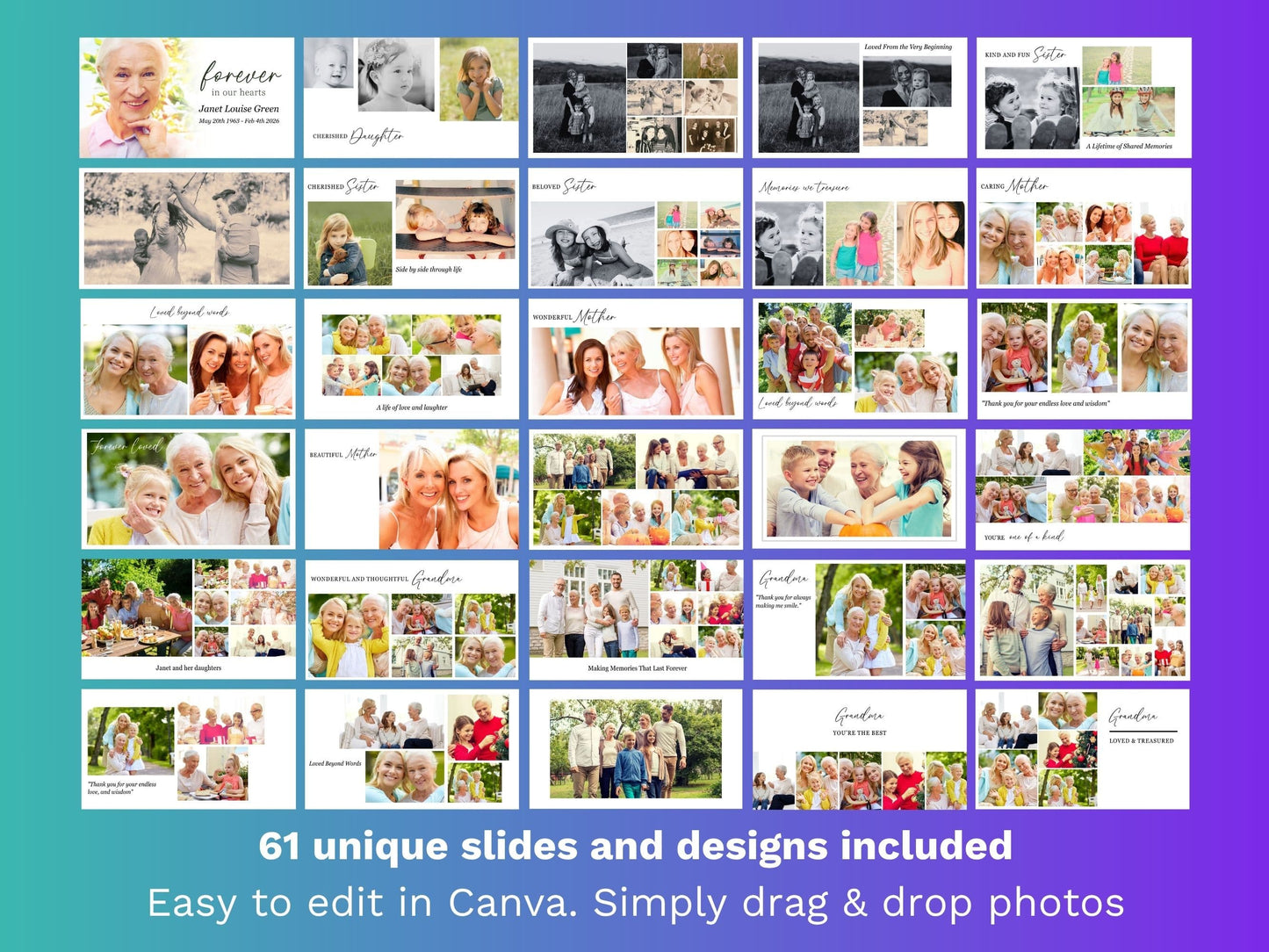 Modern Canva Funeral Slideshow Template