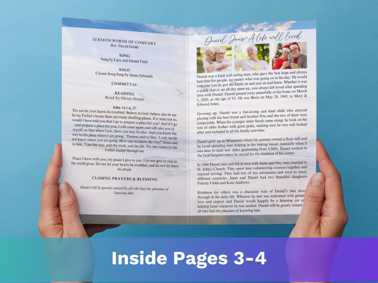 8 Page Beach CANVA Funeral Program Template