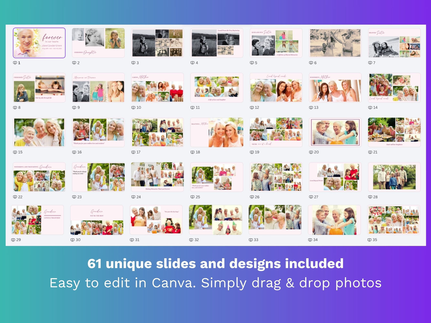 Modern Pink Canva Funeral Slideshow Template