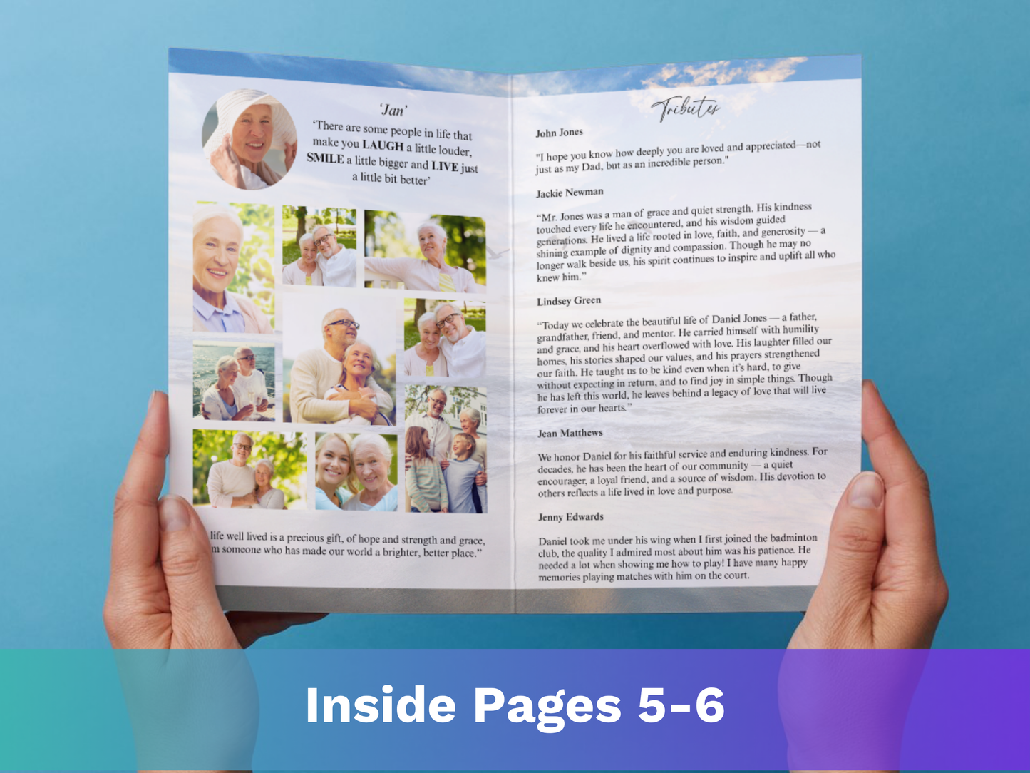 8 Page Beach CANVA Funeral Program Template