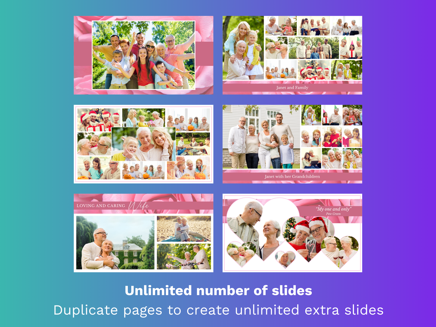 Canva Funeral Slideshow Template with Pink Roses