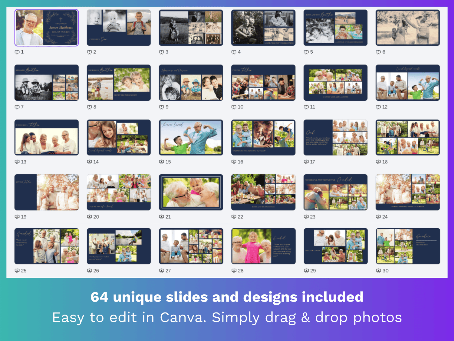 Navy Cross Canva Funeral Slideshow Template