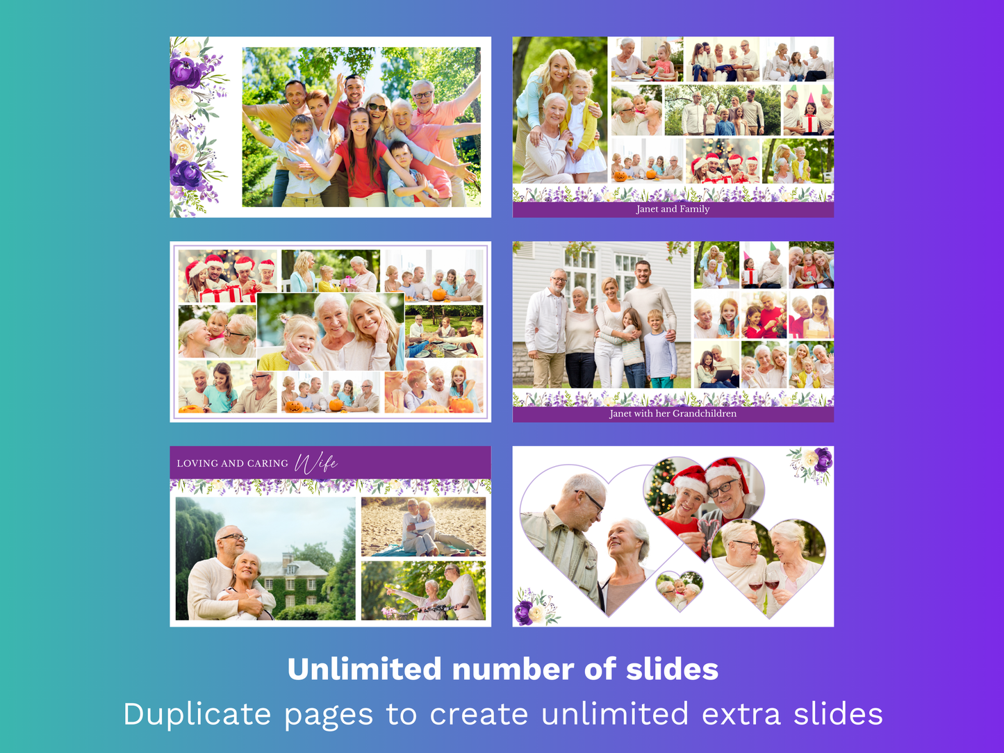 Canva Funeral Slideshow Template in Purple Bloom