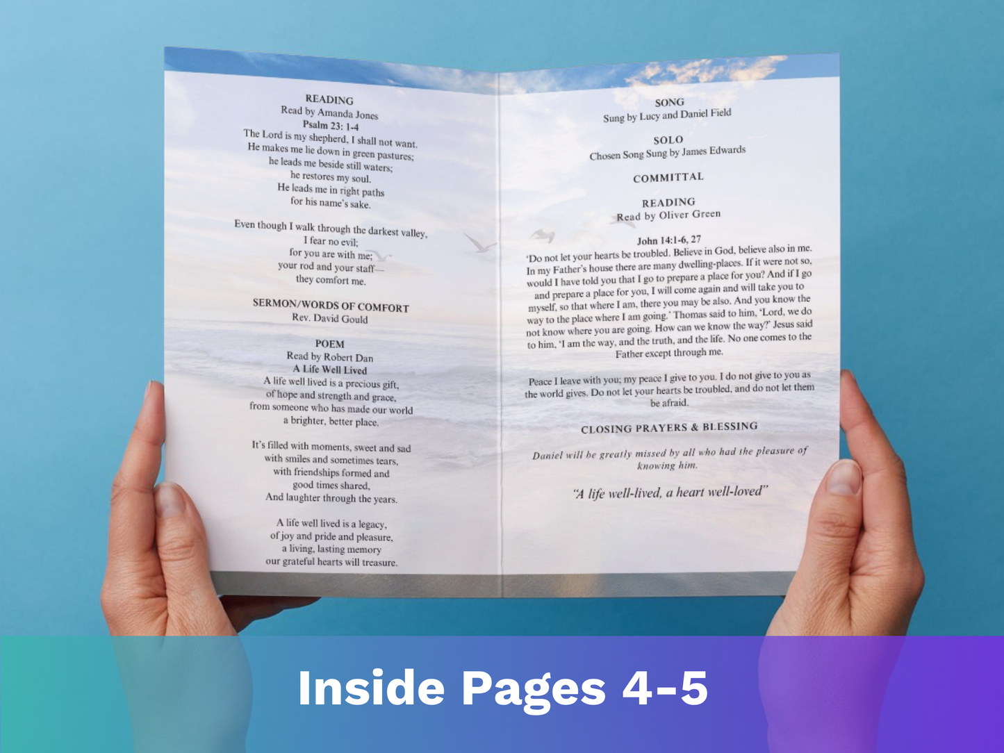 12 Page Beach CANVA Funeral Program Template