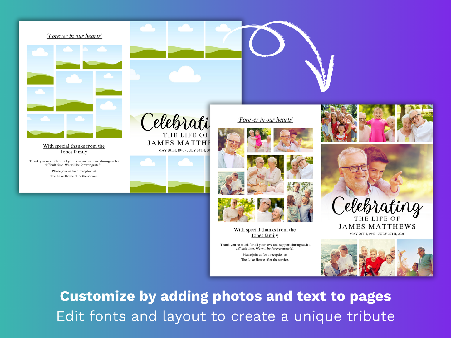 4 Page Legacy CANVA Funeral Program Template