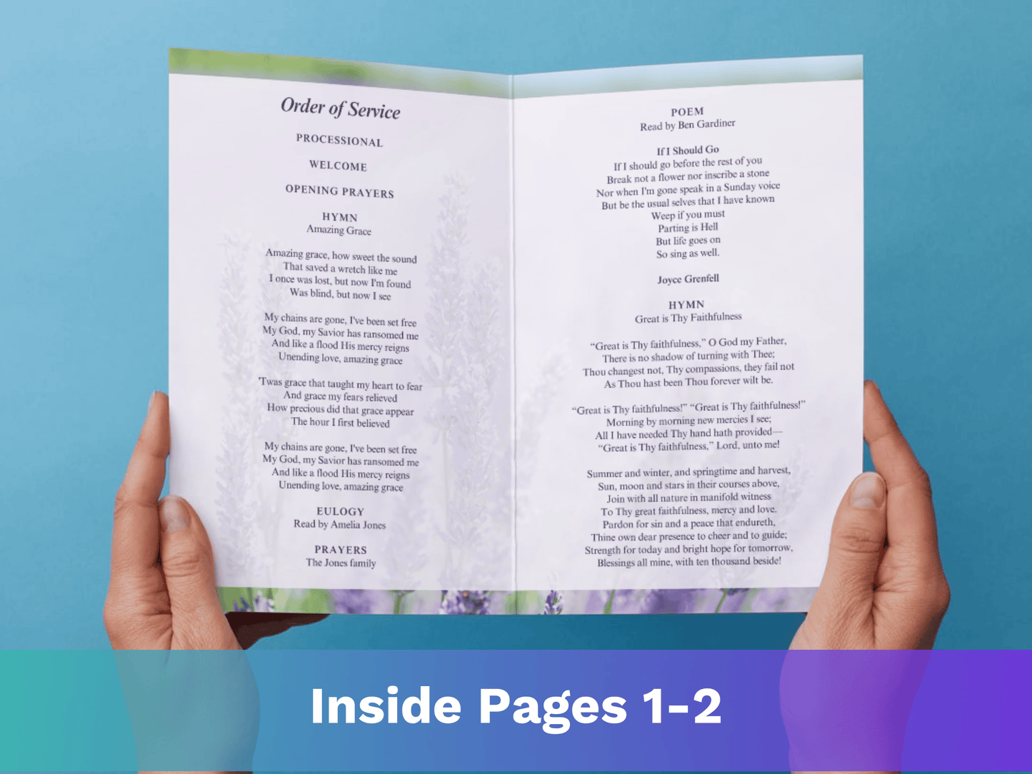 8 Page Lavender CANVA Funeral Program Template