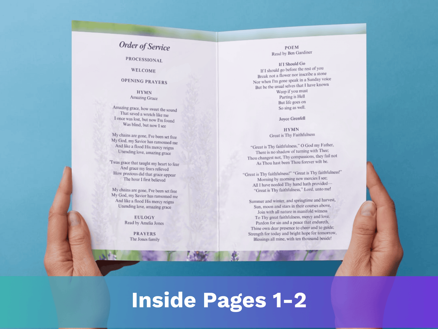 8 Page Lavender CANVA Funeral Program Template
