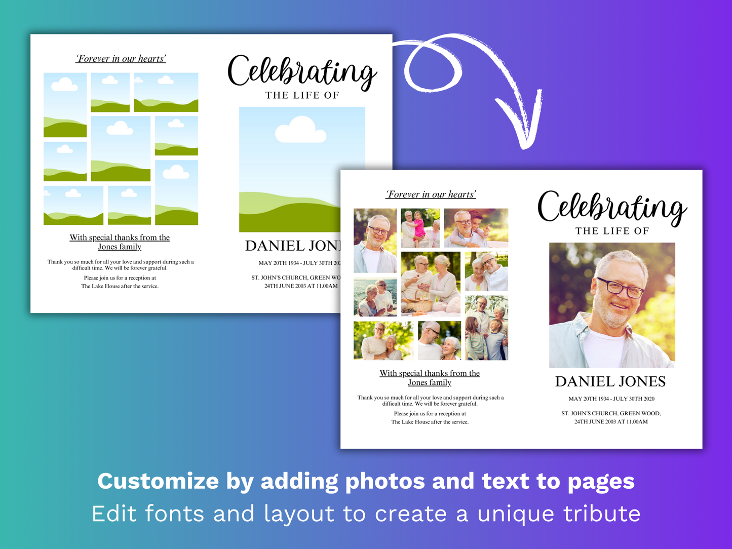 4 Page Classic CANVA Funeral Program Template