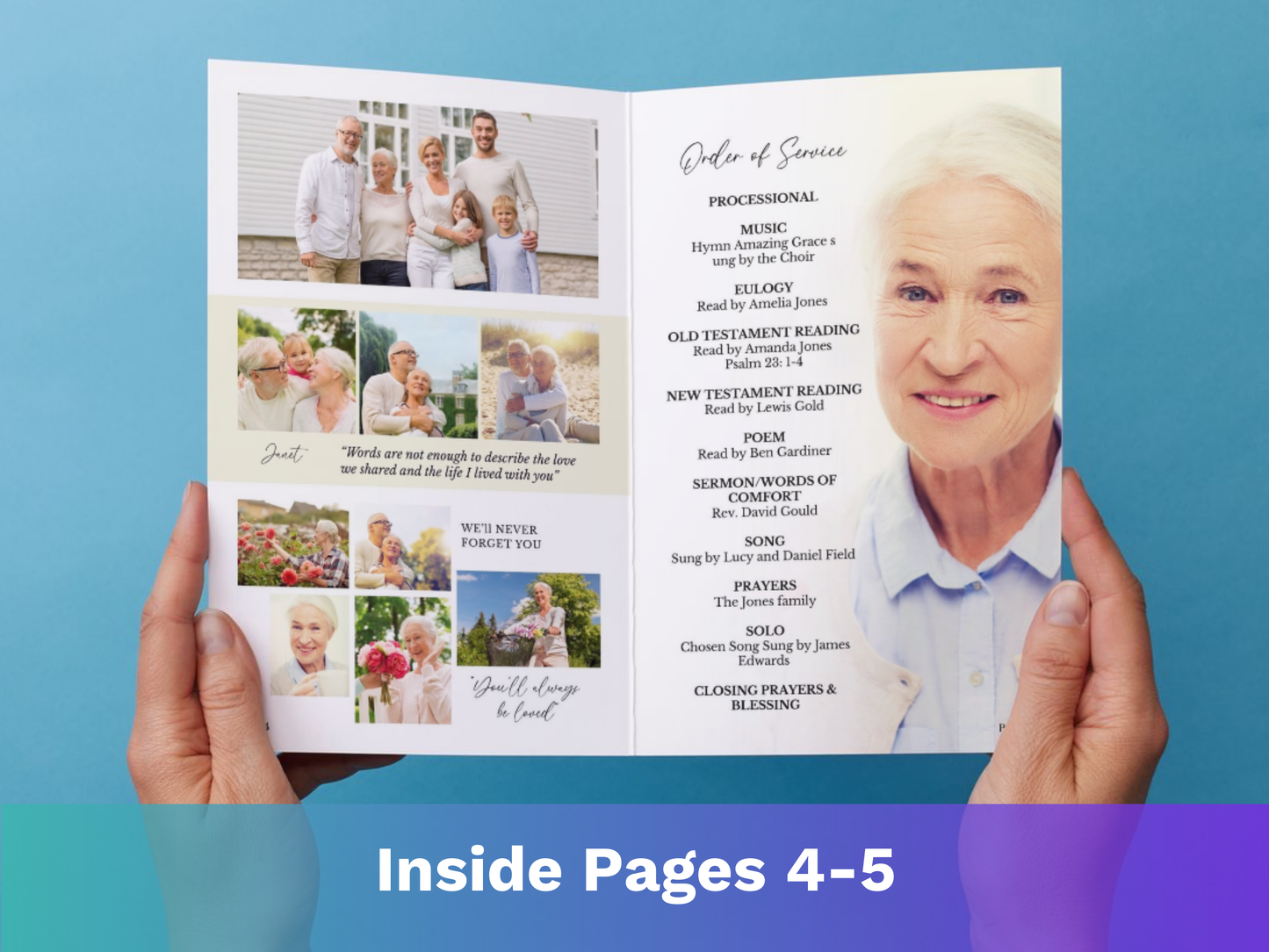 12 Page Family CANVA Funeral Program Template