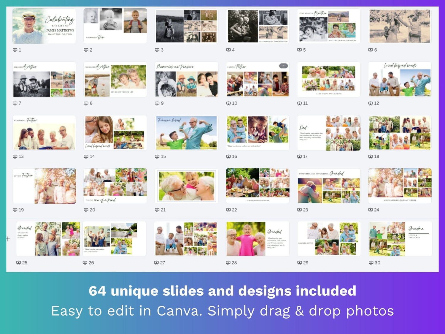 Modern Green Canva Funeral Slideshow Template