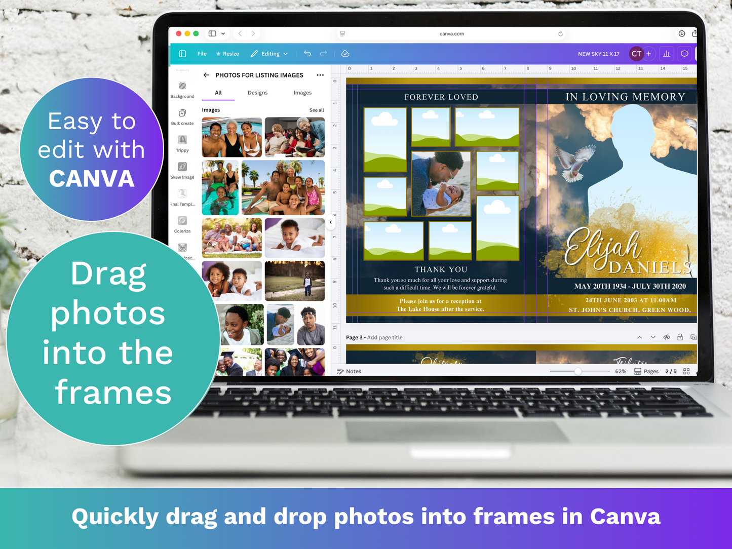 Top Three CANVA 8-Page 11x17" Funeral Program Templates (Commercial Licenses)