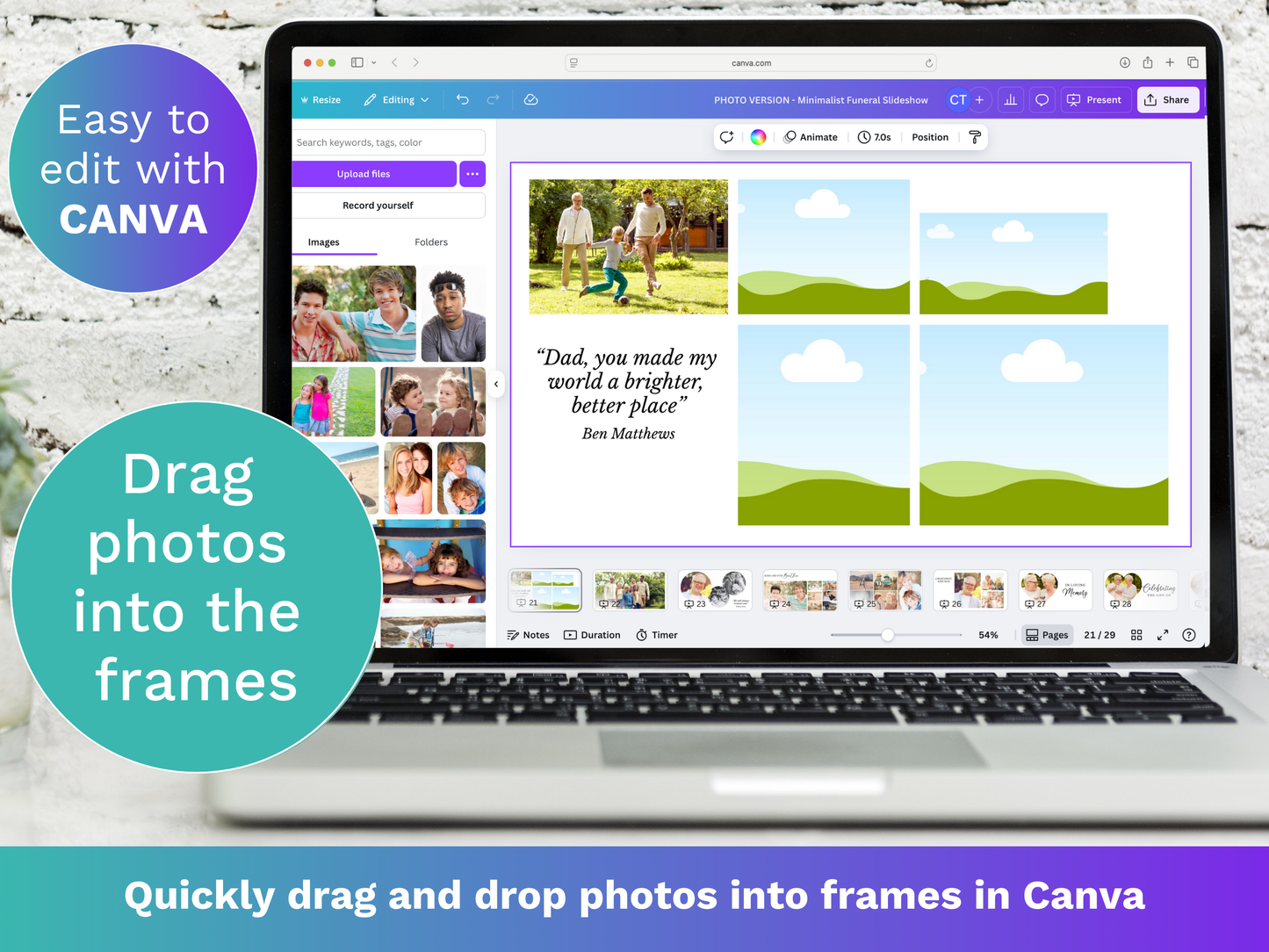 Canva Funeral Slideshow Template in Classic White