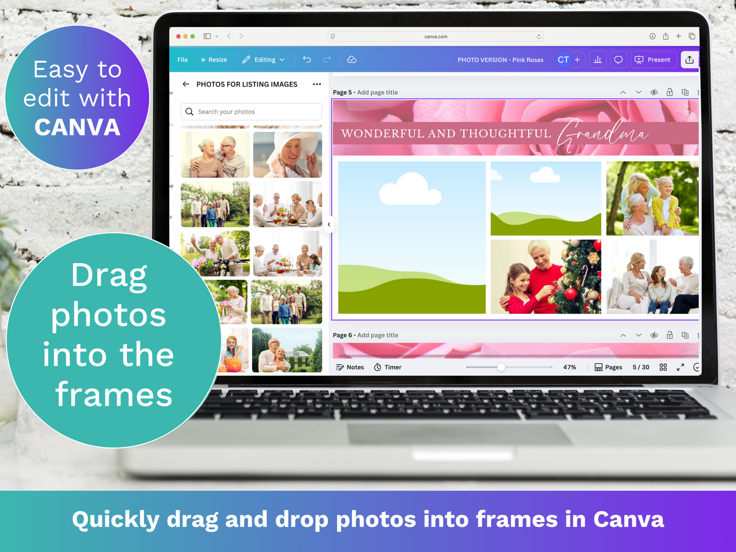 Canva Funeral Slideshow Template with Pink Roses