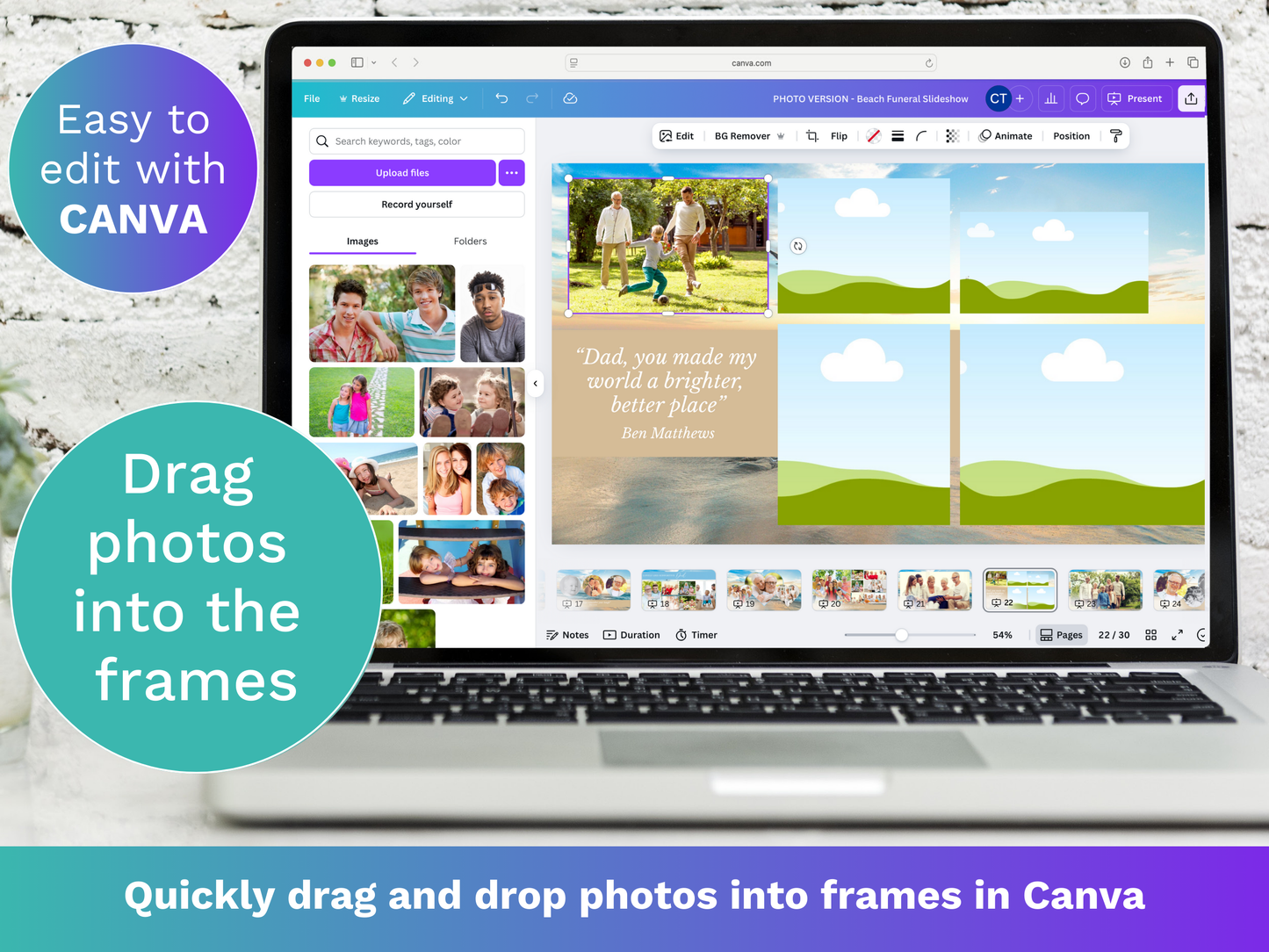 Canva Funeral Slideshow Template with Scenic Beach