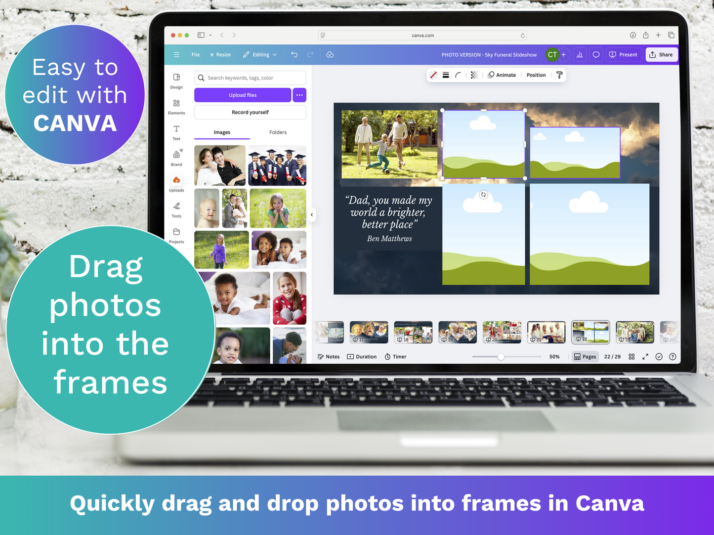 Canva Funeral Slideshow Template with Blue Sky
