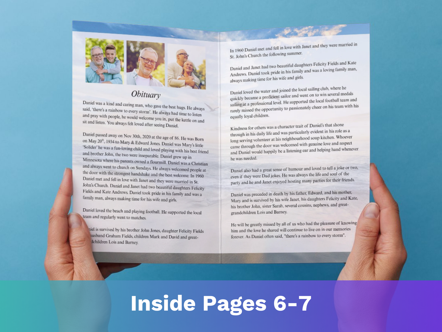 12 Page Beach CANVA Funeral Program Template