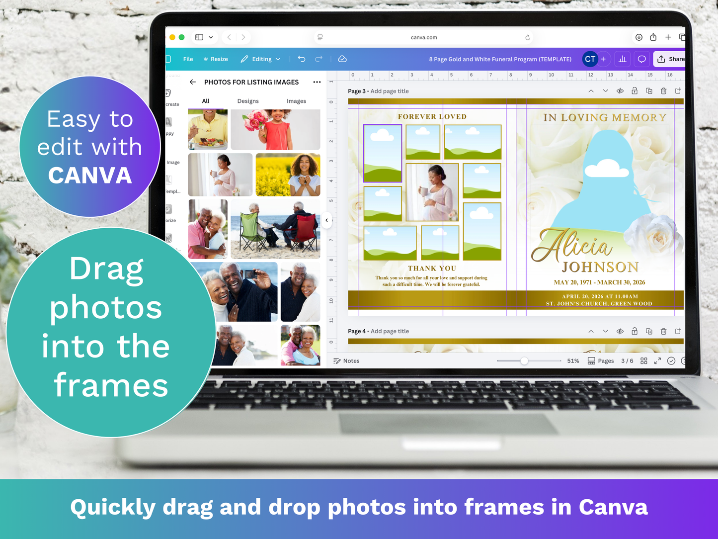 Top Three CANVA 8-Page 11x17" Funeral Program Templates (Commercial Licenses)