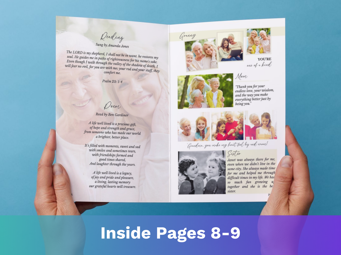 12 Page Family CANVA Funeral Program Template