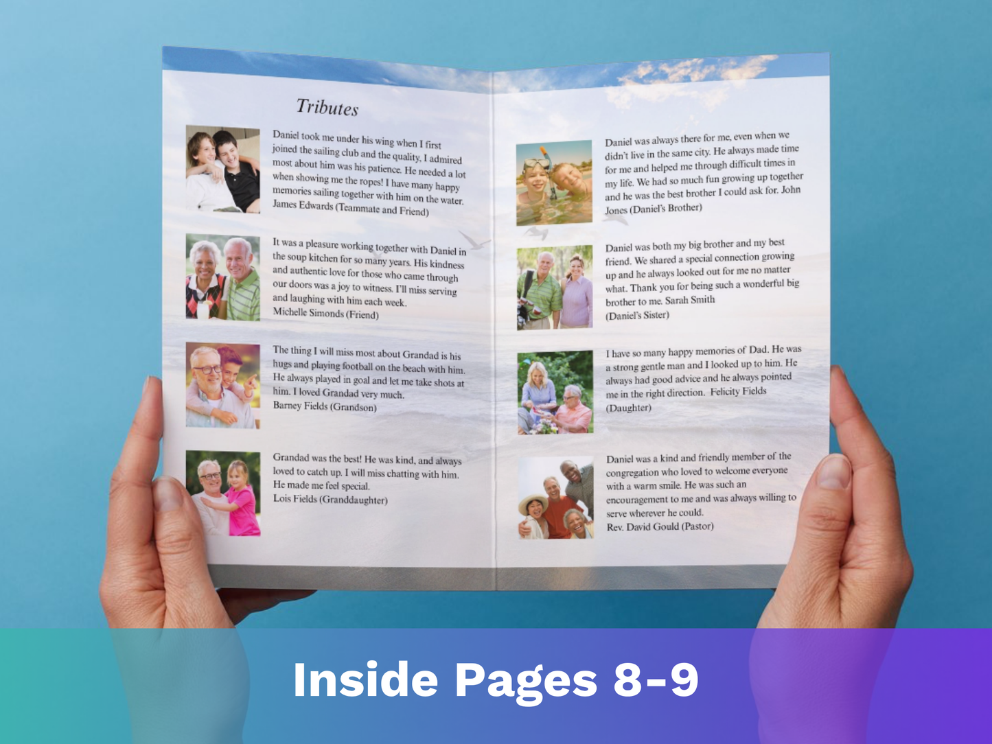 12 Page Beach CANVA Funeral Program Template