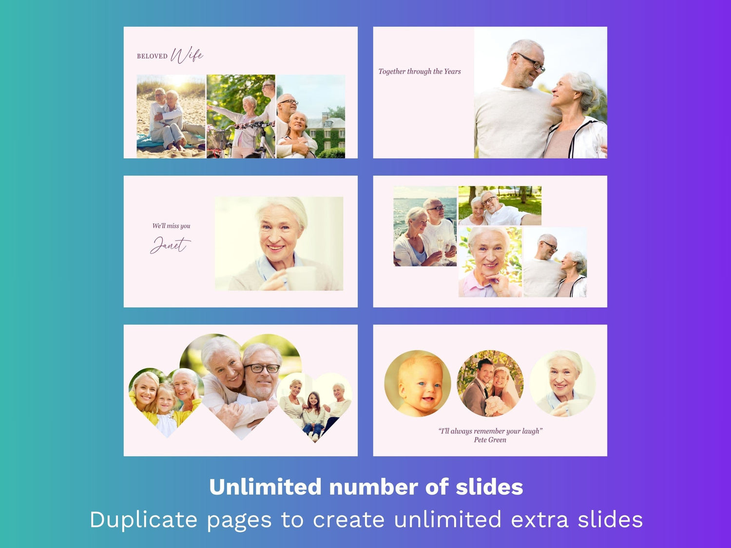 Modern Pink Canva Funeral Slideshow Template
