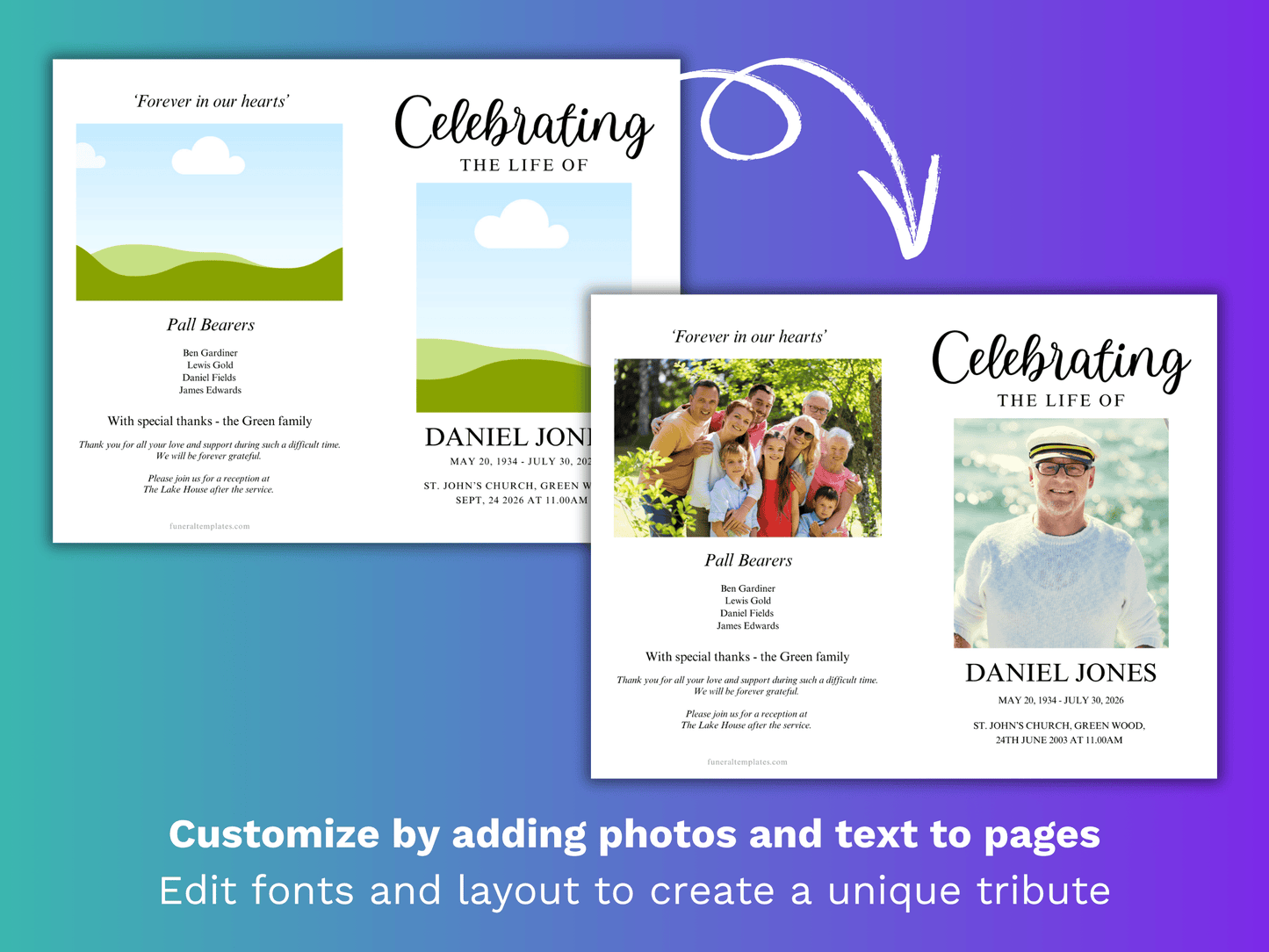 8 Page Classic CANVA Funeral Program Template