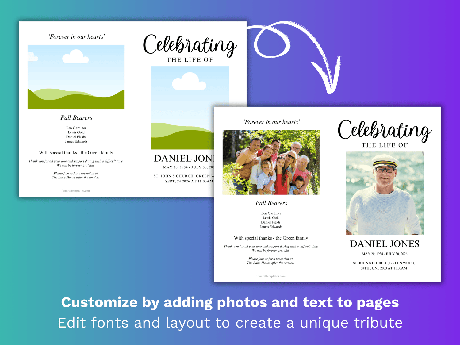 8 Page Classic CANVA Funeral Program Template