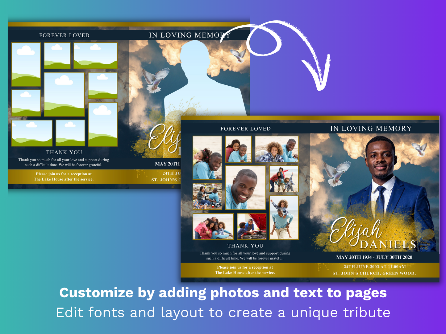 Top Three CANVA 8-Page 11x17" Funeral Program Templates (Commercial Licenses)