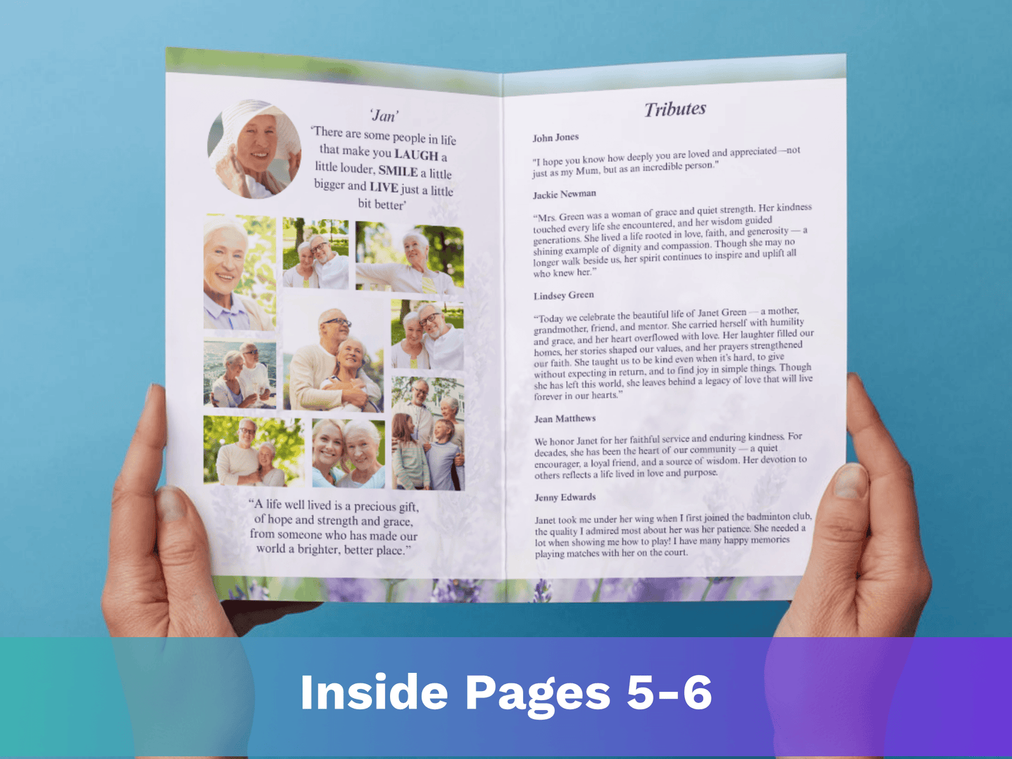 8 Page Lavender CANVA Funeral Program Template