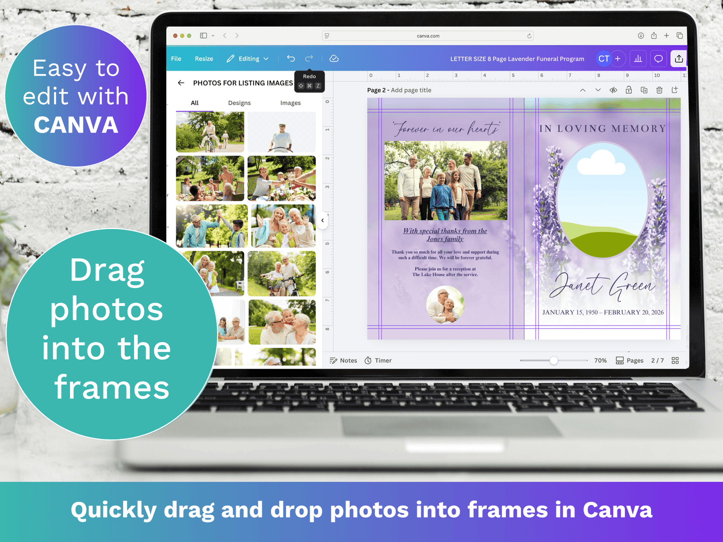 8 Page Lavender CANVA Funeral Program Template