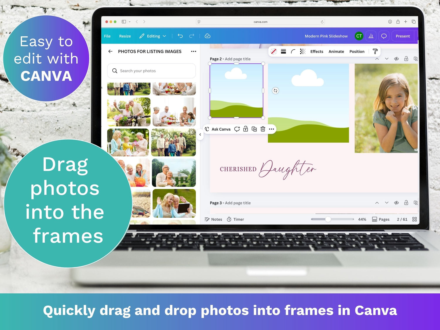Modern Pink Canva Funeral Slideshow Template
