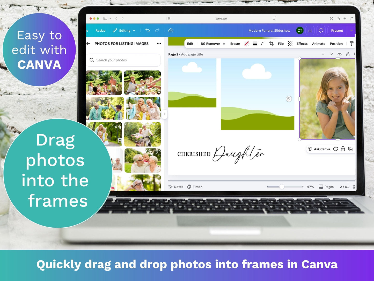 Modern Canva Funeral Slideshow Template