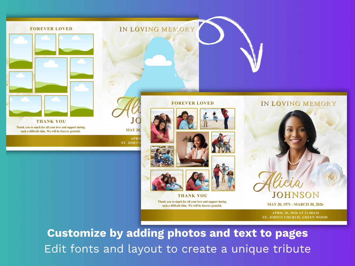 Top Three CANVA 8-Page 11x17" Funeral Program Templates (Commercial Licenses)