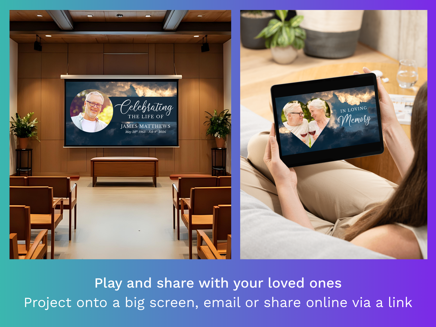 Canva Funeral Slideshow Template with Blue Sky