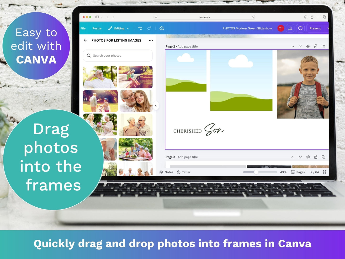 Modern Green Canva Funeral Slideshow Template