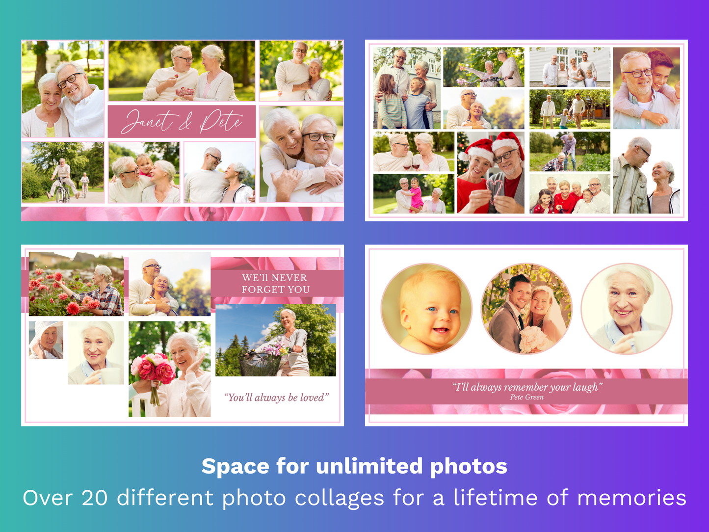 Canva Funeral Slideshow Template with Pink Roses