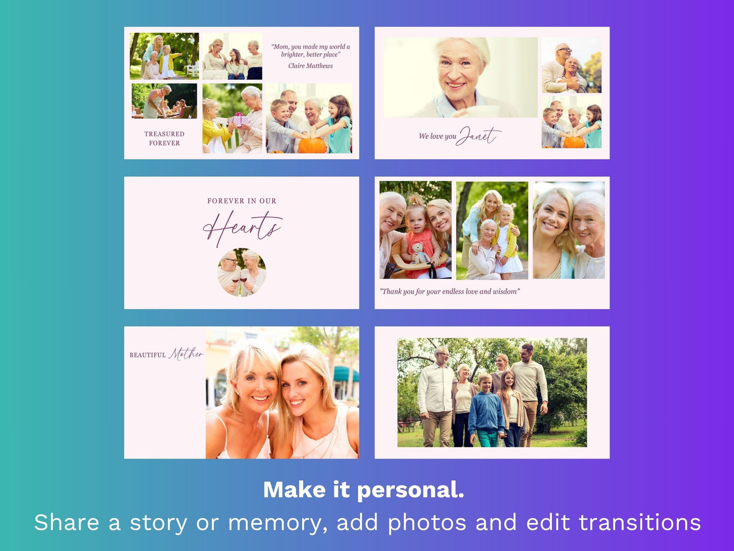 Modern Pink Canva Funeral Slideshow Template