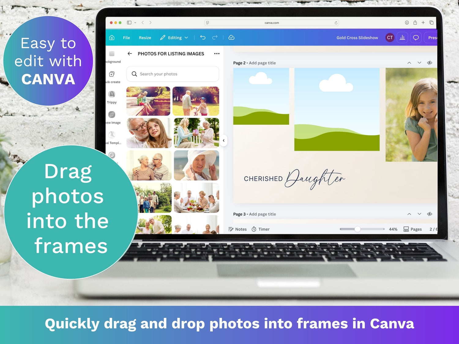 Gold Cross Canva Funeral Slideshow Template