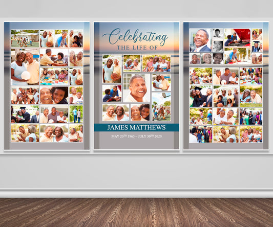 Beach Sunset Funeral Photo Display