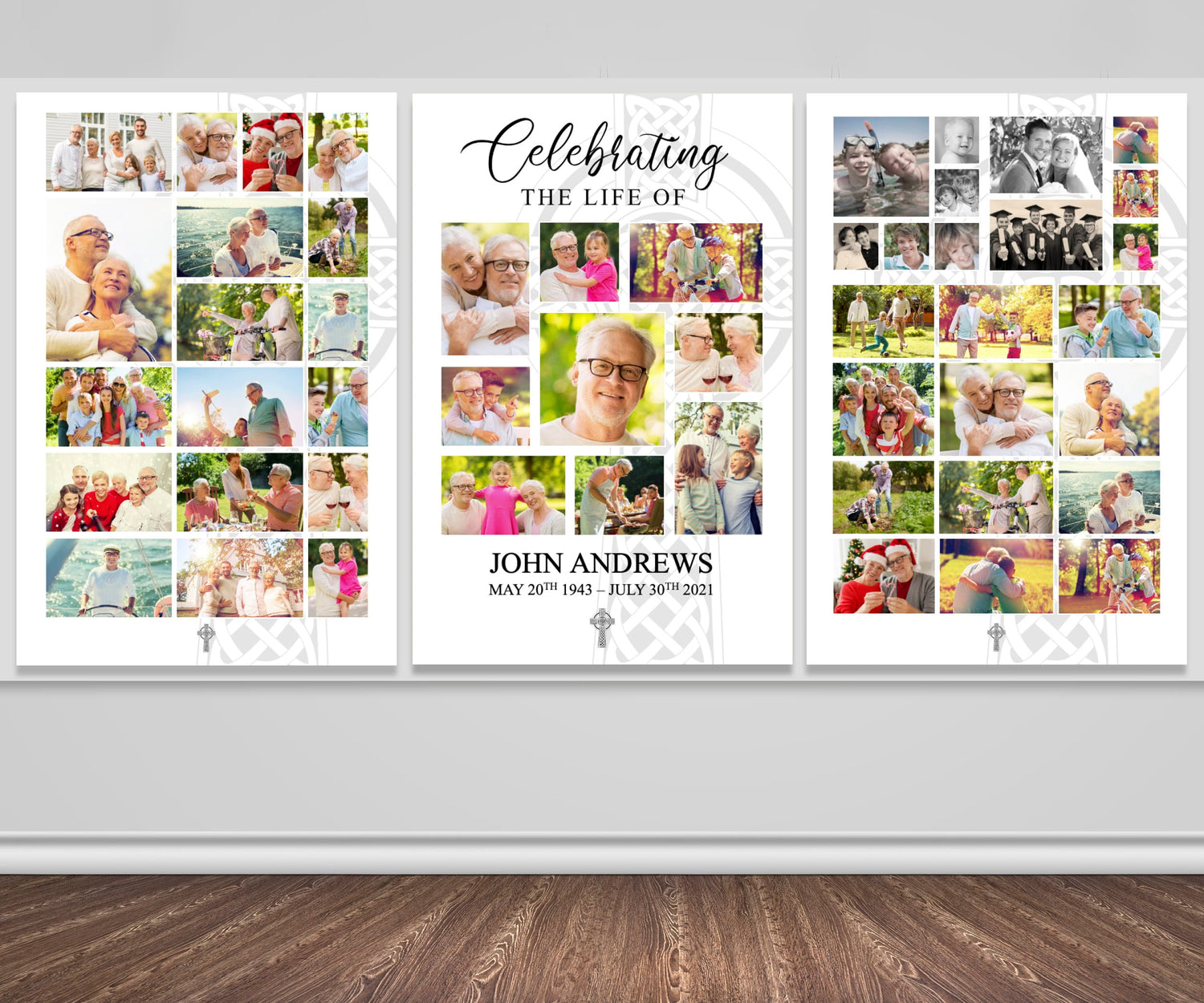 Catholic Cross Funeral Photo Display