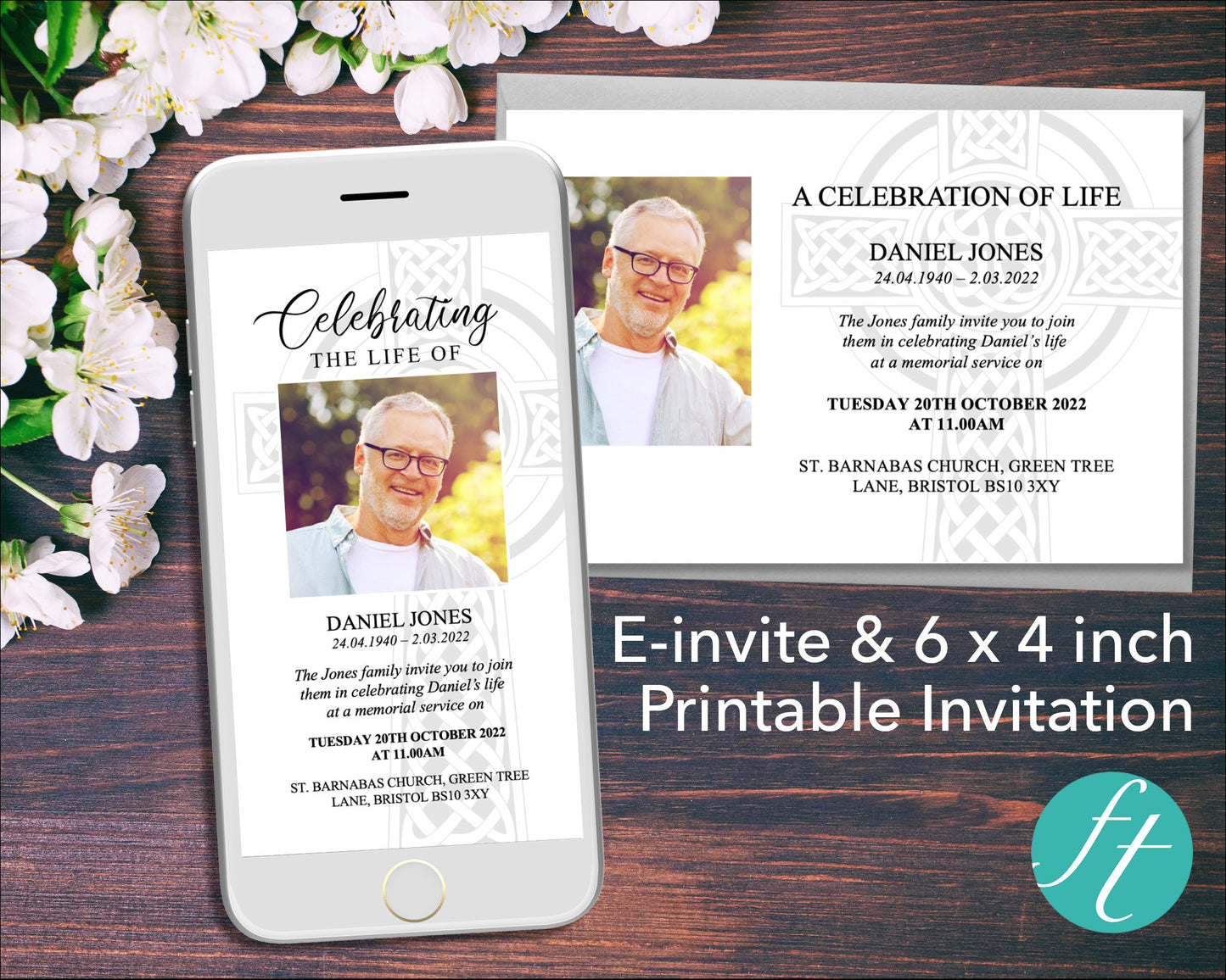 4 Page Catholic Cross Funeral Program Bundle