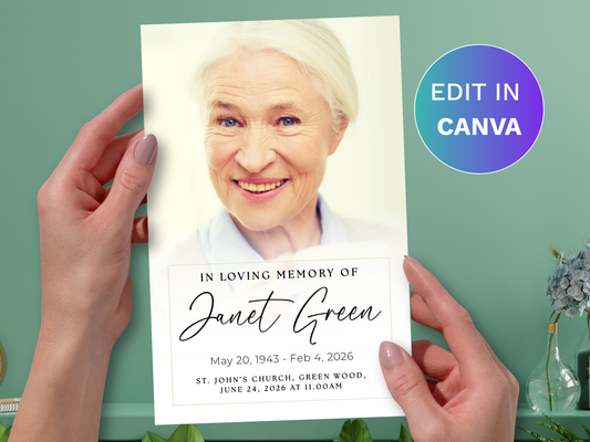 4 Page Elegant CANVA Funeral Program Template