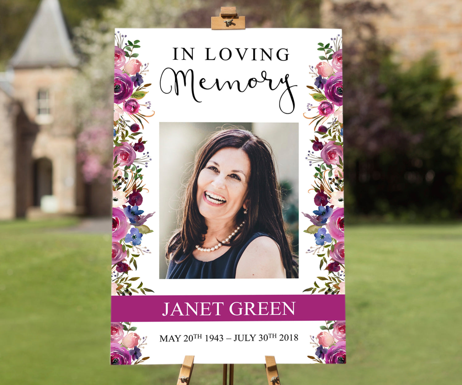 Floral Display Funeral Welcome Sign