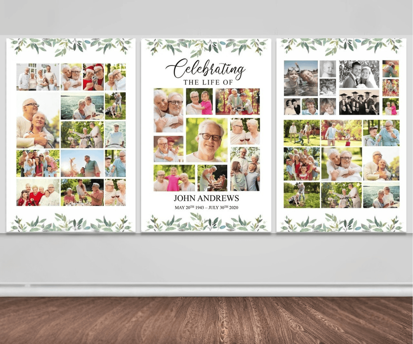 Foliage Funeral Photo Display