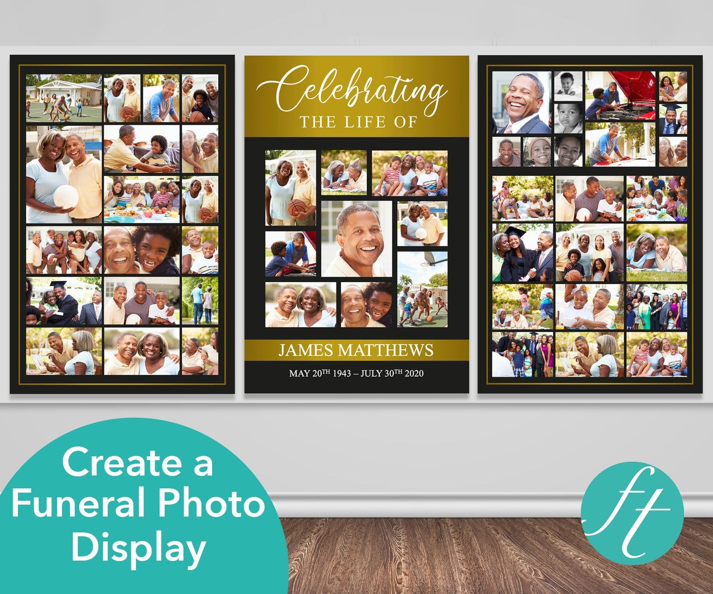 4 Page Golden Funeral Program Bundle