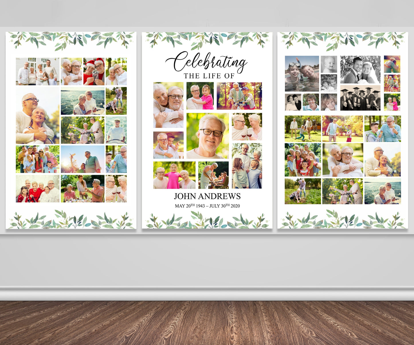 4 Page Green Leaf Funeral Program Bundle