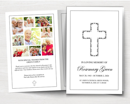 4 Page Cross Funeral Program Template