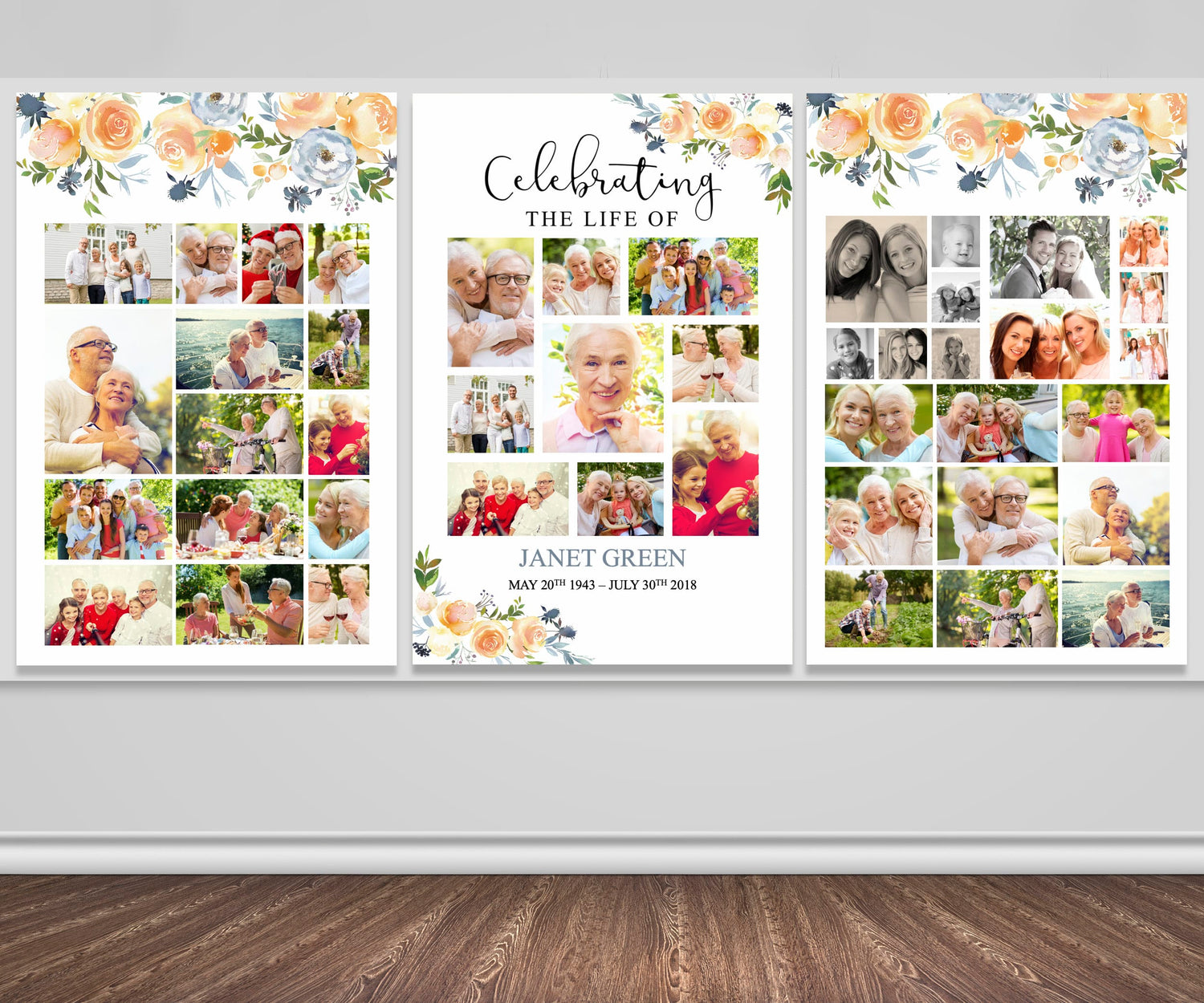 Yellow Rose Funeral Photo Display