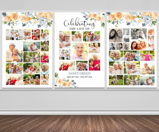 Yellow Rose Funeral Photo Display