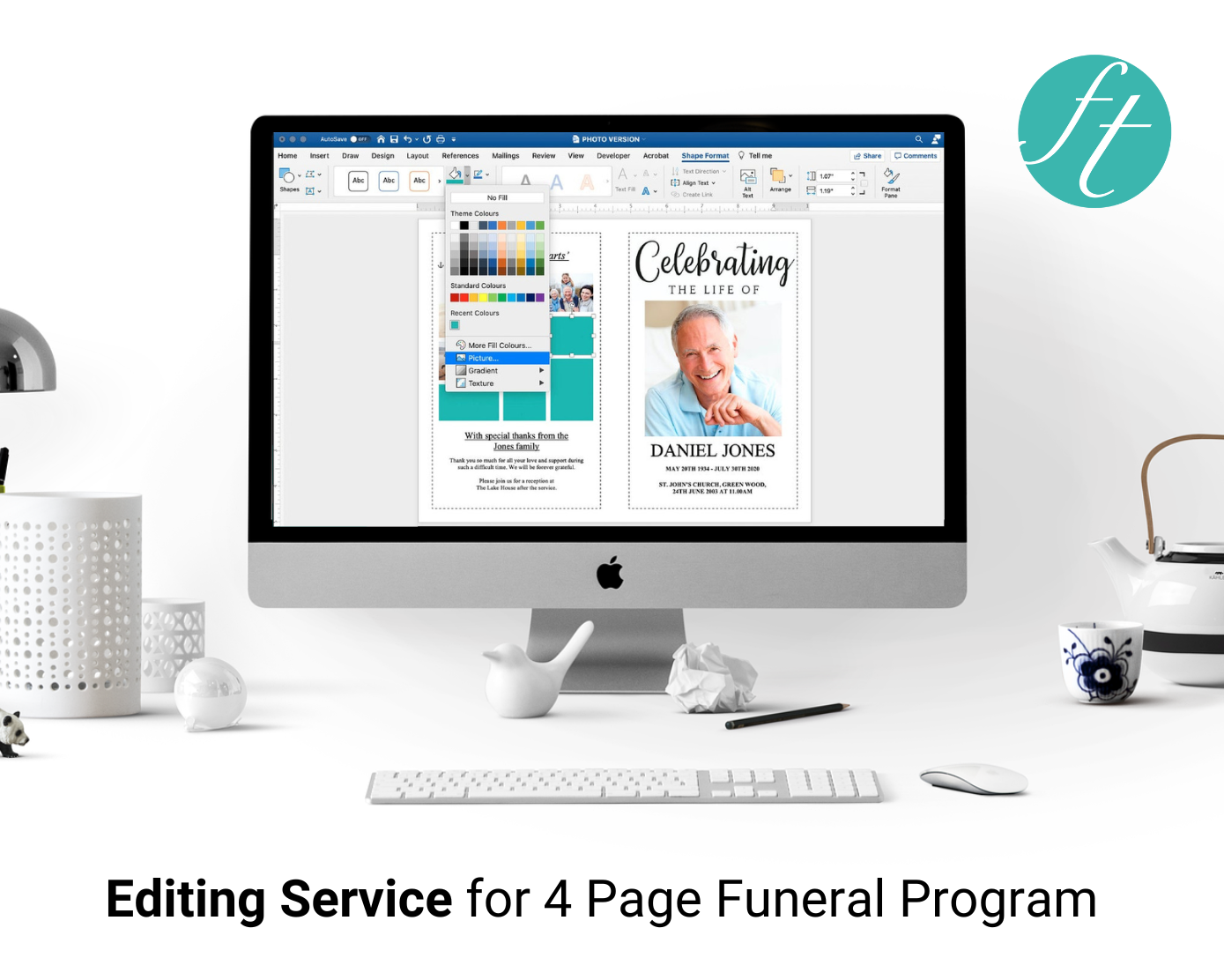 Four Page Program Layout Example Editing Service – Funeral Templates
