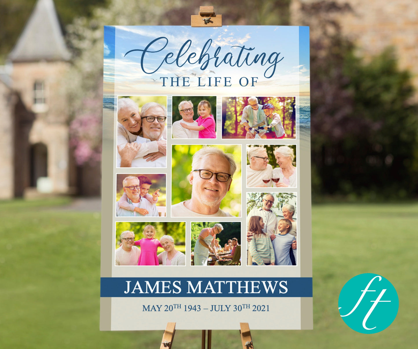 Beach Collage Funeral Welcome Sign